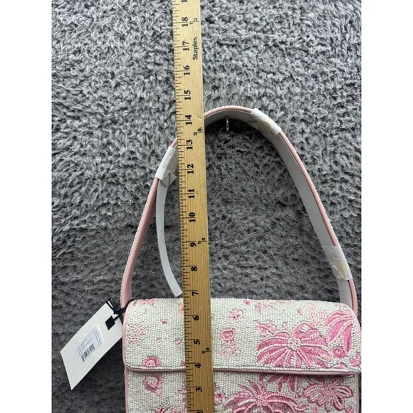 NWd Staud Women's Tommy Cherry Blossom Toile Ivory Beaded Flap Shoulder Bag - Picture 15 of 16